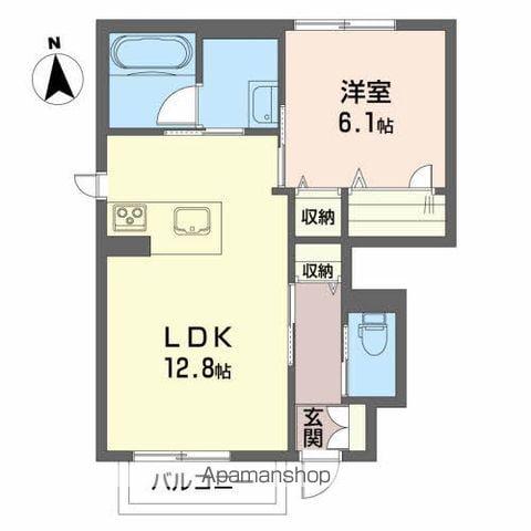 レーヴ矢巾(1LDK/1階)の間取り写真