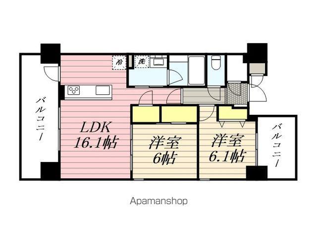 TONOクリスタル上人橋(2LDK/6階)の間取り写真