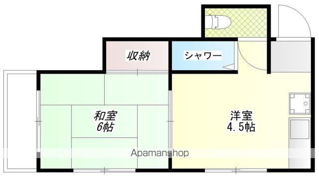 細川荘(1DK/2階)の間取り写真