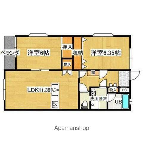 諏訪壱番館(2LDK/2階)の間取り写真