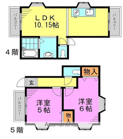春風ビル(2LDK/4階)の間取り写真