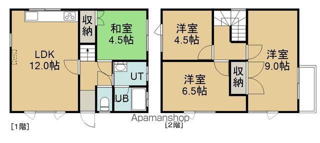函館市電本線湯川線 中央病院前駅 徒歩8分 2階建 築37年(4LDK)の間取り写真