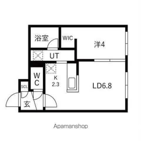 FLAP福住 月寒東1-11MS A棟(1LDK/3階)の間取り写真