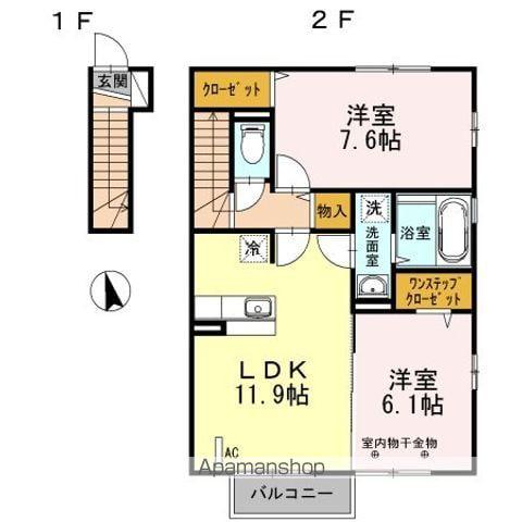 パインメイプルIII(2LDK/2階)の間取り写真