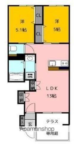 LINOA青葉(2LDK/1階)の間取り写真