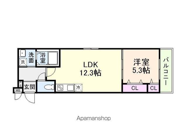 フジパレス御陵通2番館(1LDK/1階)の間取り写真