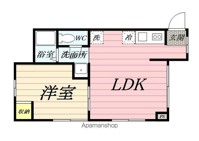 汐入ビル(1LDK/4階)の間取り写真