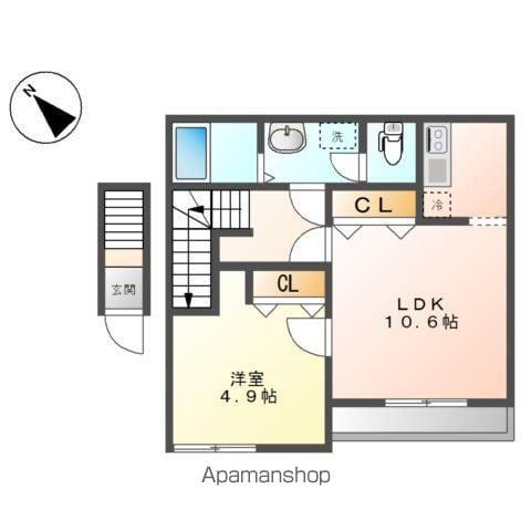 モデルナ(1LDK/2階)の間取り写真