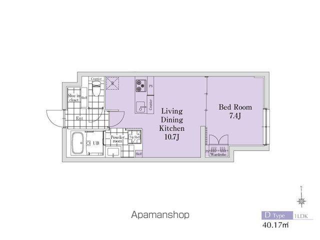 EXAM新中野Ⅱ(1LDK/1階)の間取り写真