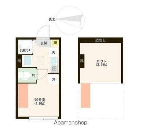  富士見台三丁目6(ワンルーム/1階)の間取り写真