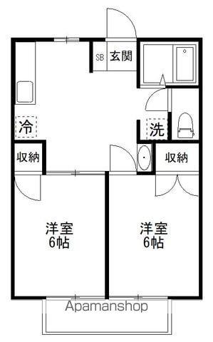 シルクTUKASA Ⅰ(2DK/2階)の間取り写真