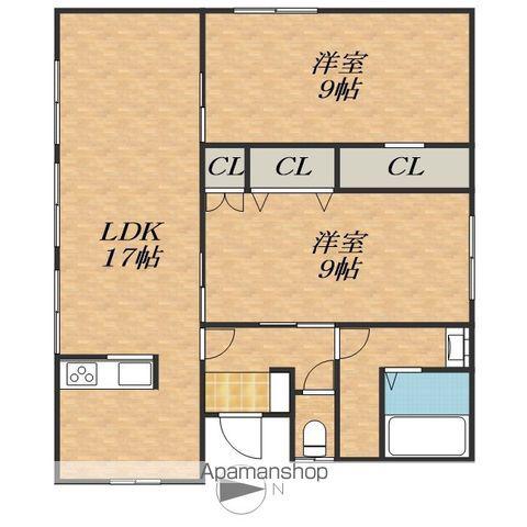 根室本線 帯広駅 バス乗車時間：10分 東９条６丁目バス停で下車 徒歩2分 1階建 築70年(2LDK)の間取り写真