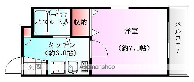 プレアデスマンションⅢ(1K/2階)の間取り写真
