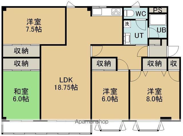 小山内マンションBタイプ(4LDK/1階)の間取り写真