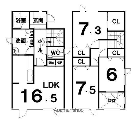 北海道帯広市 2階建 築12年(3LDK)の間取り写真