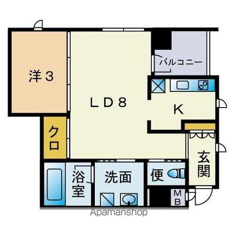 フォルトゥーナ薬院(1LDK/5階)の間取り写真