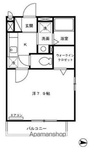 メイフラットⅡ(1K/1階)の間取り写真