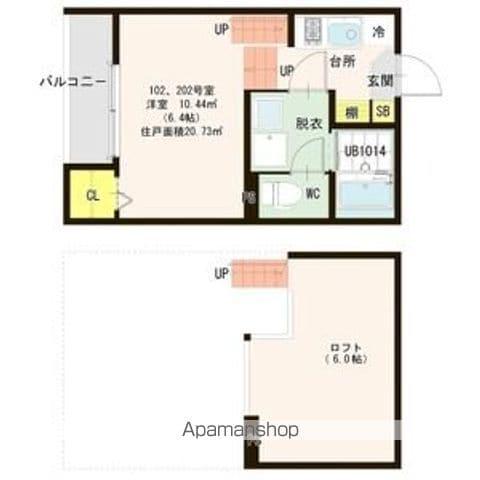 ハーモニーテラス東照宮Ⅳ(1K/1階)の間取り写真