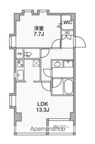 コーナーハウス(1LDK/3階)の間取り写真
