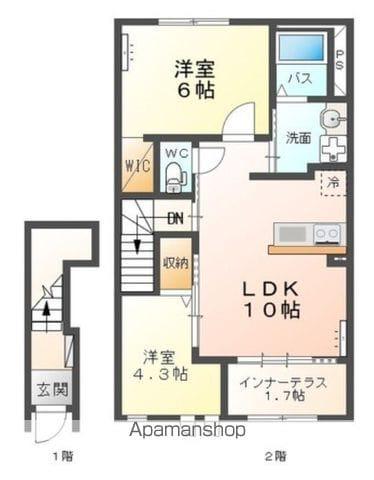 AMBITIONⅢ(2LDK/2階)の間取り写真