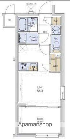 プロスタイルウェルス堀切菖蒲園(1LDK/2階)の間取り写真