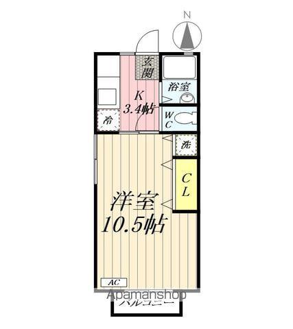 中原コーポC(1K/2階)の間取り写真