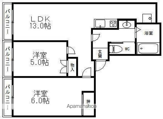 インシティ100(2LDK/3階)の間取り写真