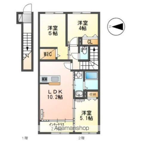 アパート 鳥栖市古賀町(3LDK/2階)の間取り写真