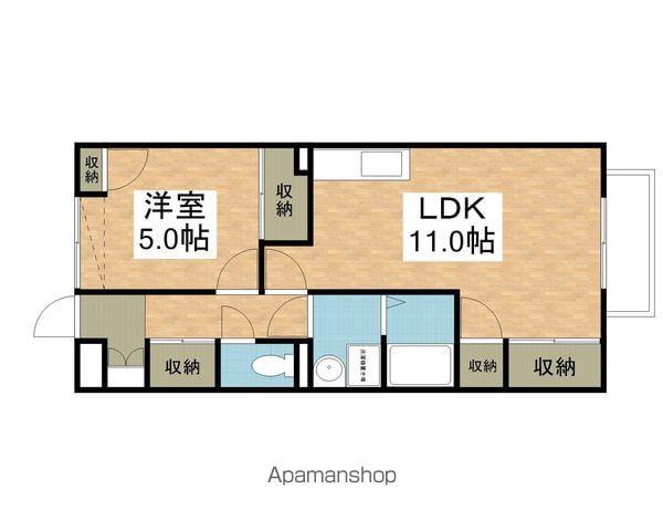 エルミナフラット近江八幡Ⅱ(1LDK/2階)の間取り写真