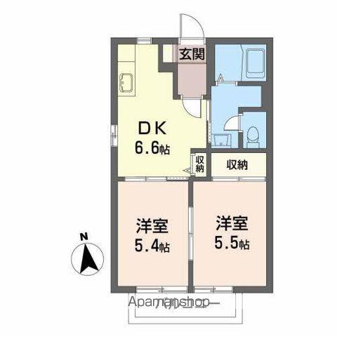 ニューエステート笹谷D(2DK/2階)の間取り写真