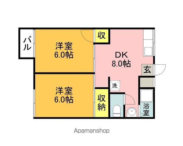 インサイド川宮(2DK/2階)の間取り写真