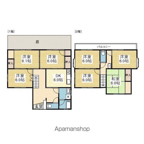 伊予鉄道横河原線 鷹ノ子駅 徒歩10分 2階建 築47年(7DK)の間取り写真