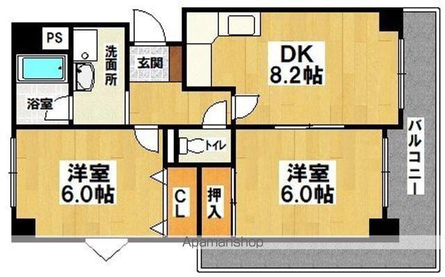 カワデンエミネンスハイツ(2DK/6階)の間取り写真