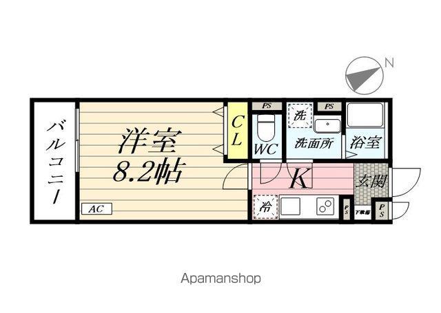IXO 笠間Ⅱ(1K/2階)の間取り写真
