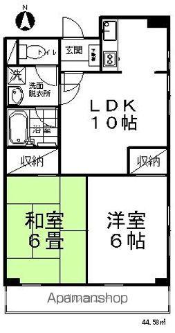 コーポイワマアメニ-(2LDK/2階)の間取り写真