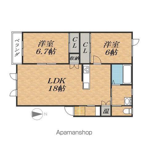 GRAND OAKⅠ(2LDK/2階)の間取り写真