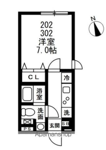 NOZOMIO祐天寺(1K/3階)の間取り写真