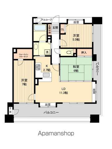 グリーンウッド郡山(3LDK/7階)の間取り写真