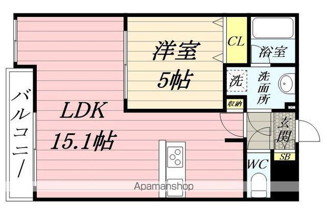 LUANA AIR RESIDENCE五橋(1LDK/1階)の間取り写真