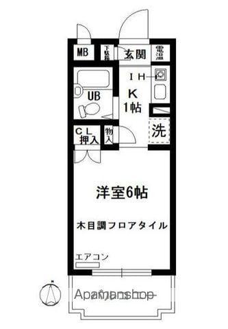 LIZ三ツ沢(1K/3階)の間取り写真