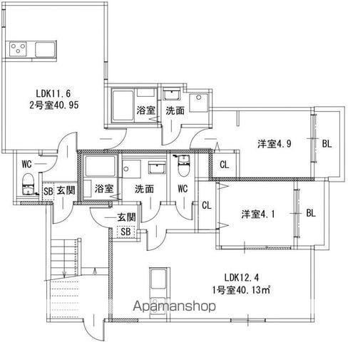 ノヴァイフ大野城駅前(1LDK/2階)の間取り写真