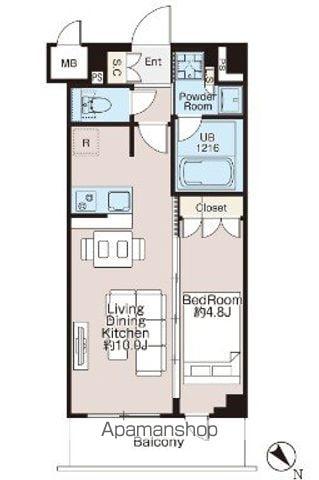 CREATIF三軒茶屋(1LDK/4階)の間取り写真