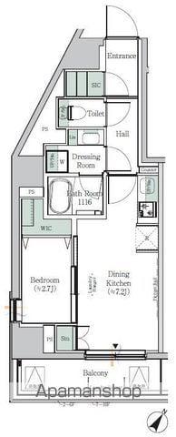 ONE ROOF RESIDENCE KIBA ウエスト(1DK/8階)の間取り写真