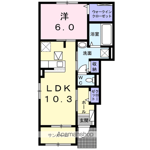 CAPRICORN(1LDK/1階)の間取り写真