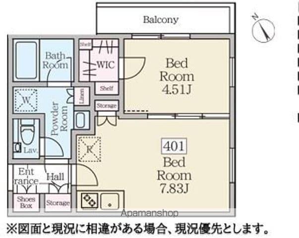 REVERESIDENCE三軒茶屋(1LDK/4階)の間取り写真