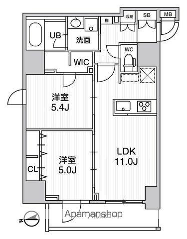 S-RESIDENCE新御徒町CHIARO(2LDK/5階)の間取り写真