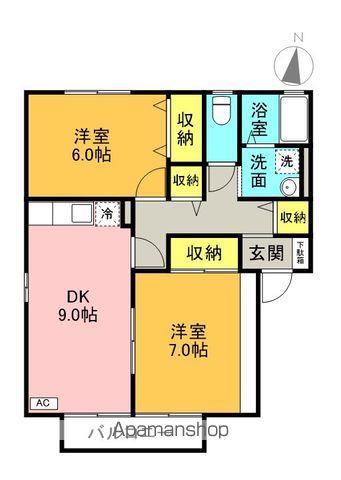 ダイワレイクC棟(2DK/2階)の間取り写真