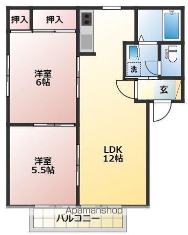 ディアス中津川 C(2LDK/2階)の間取り写真