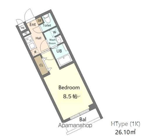 ALIVIS新江古田(1K/2階)の間取り写真