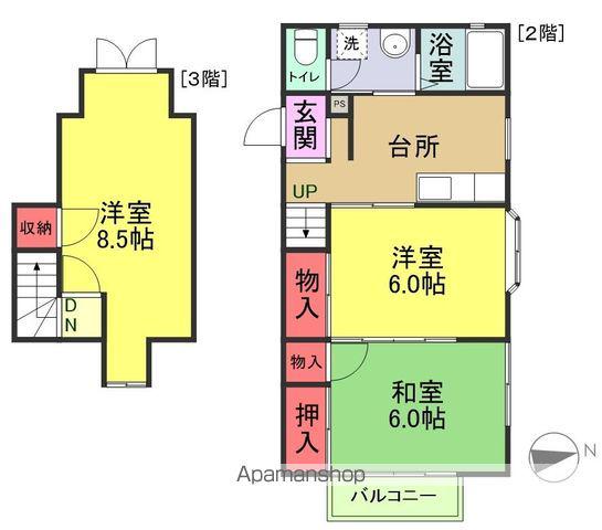 アーバンヒルズ中郷(3K/2階)の間取り写真